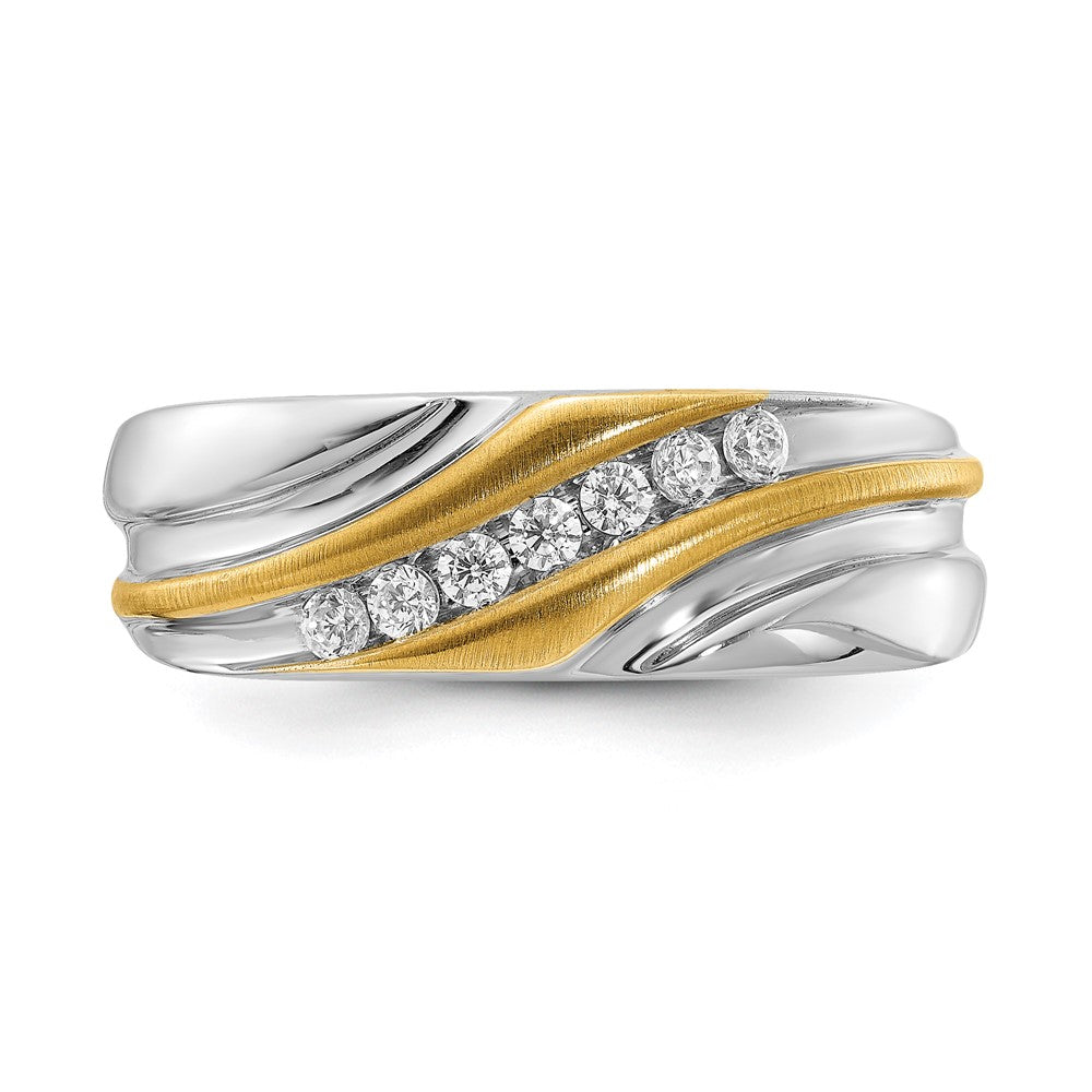 14k Two-tone 1/4ct Lab Grown Diamond VS/SI+ G+ 7 Stone Comp Men's Ring