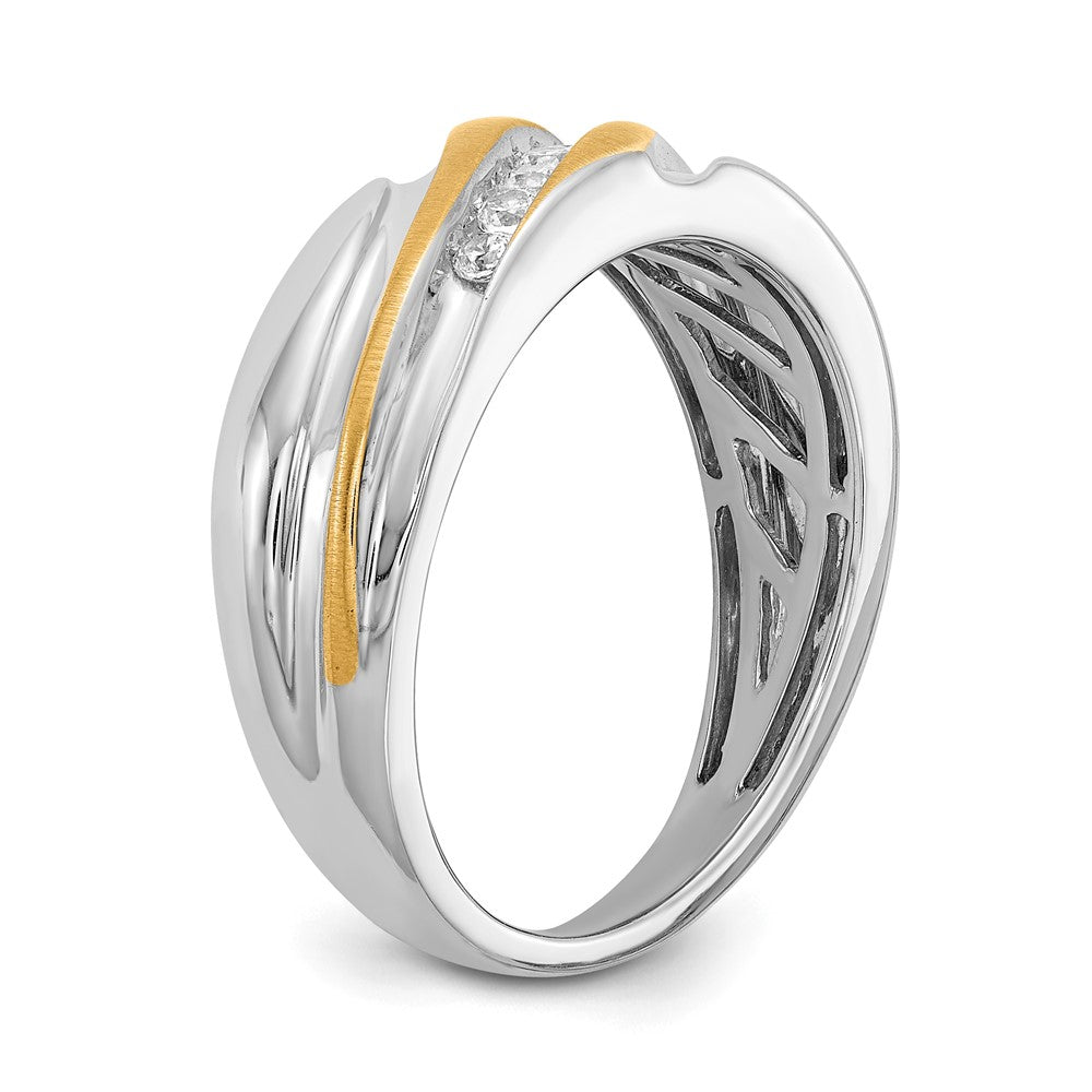 14k Two-tone 1/4ct Lab Grown Diamond VS/SI+ G+ 7 Stone Comp Men's Ring