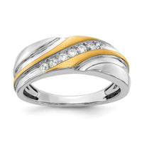14k Two-tone 1/4ct Lab Grown Diamond VS/SI+ G+ 7 Stone Comp Men's Ring