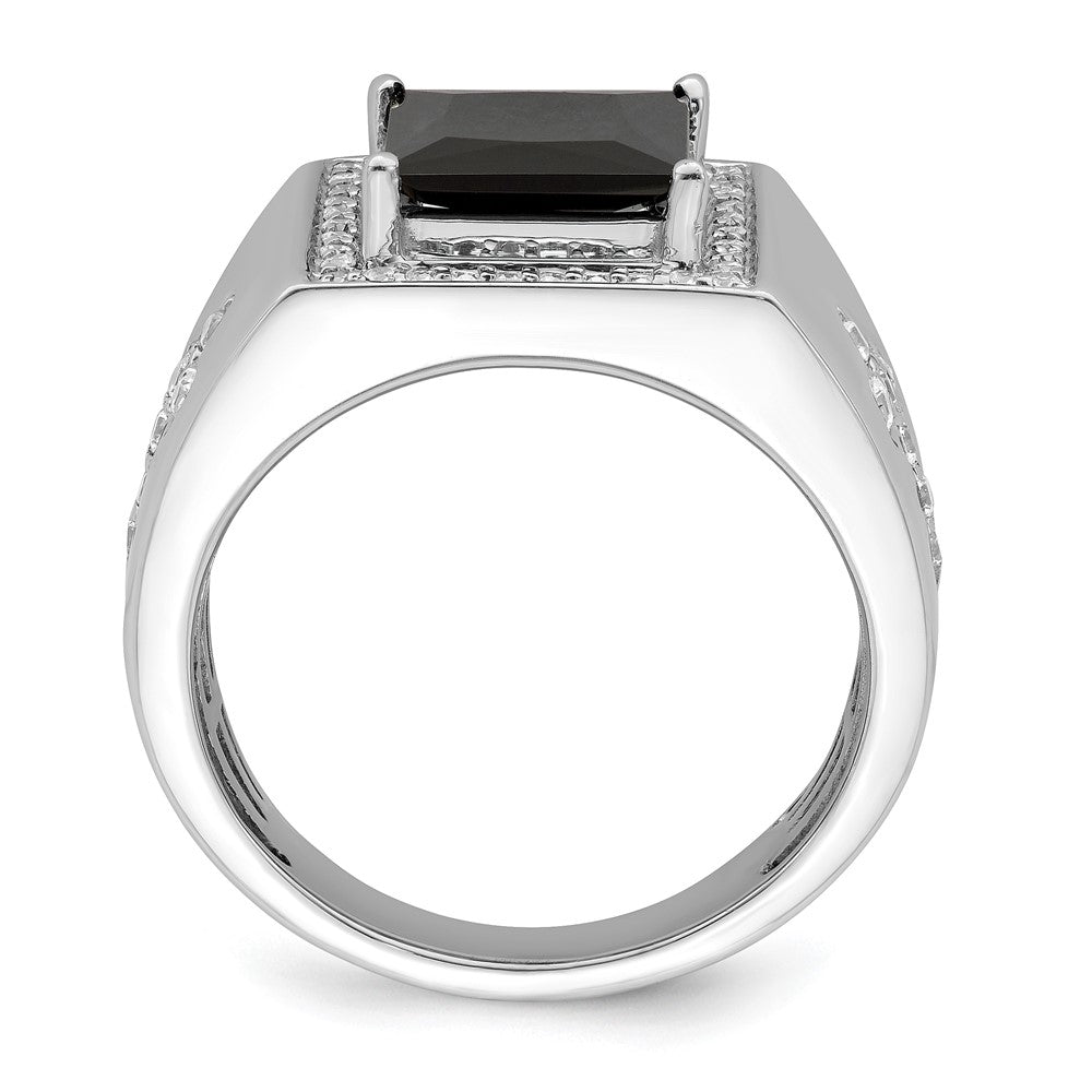 14kw 1/2 ct Lab Grown Diamond VS/SI+ G+ & Onyx Side Cross Men's Ring