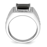 14kw 1/2 ct Lab Grown Diamond VS/SI+ G+ & Onyx Side Cross Men's Ring