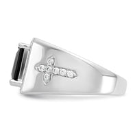 14kw 1/2 ct Lab Grown Diamond VS/SI+ G+ & Onyx Side Cross Men's Ring