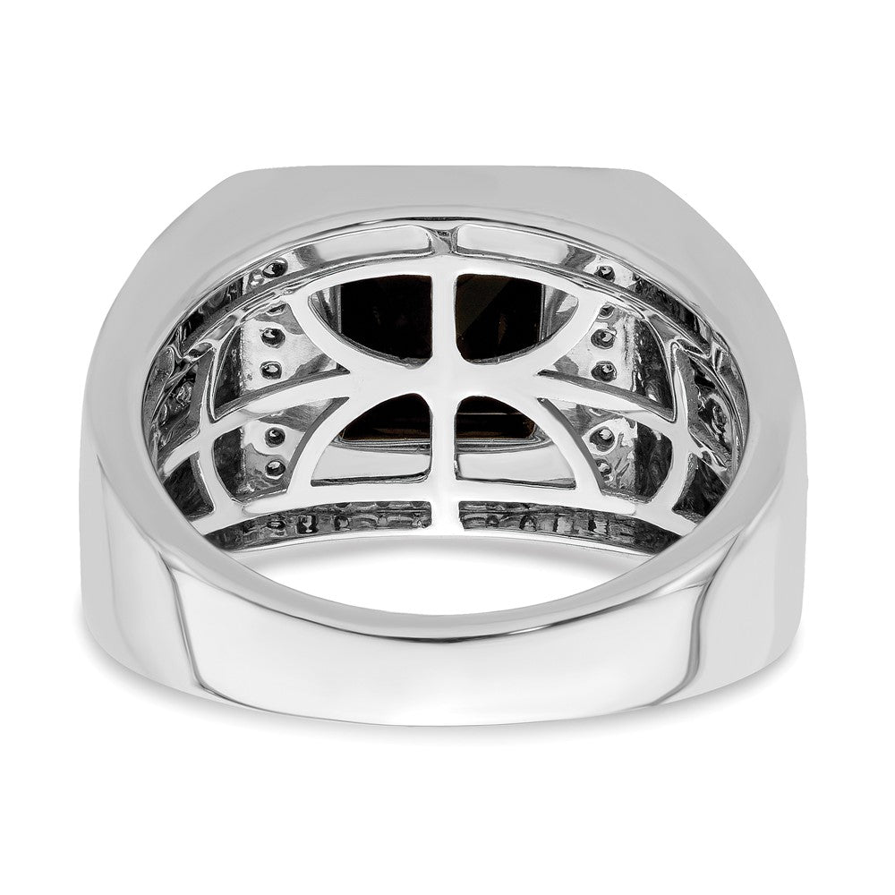 14kw 1/2 ct Lab Grown Diamond VS/SI+ G+ & Onyx Side Cross Men's Ring