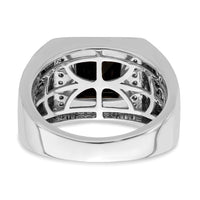 14kw 1/2 ct Lab Grown Diamond VS/SI+ G+ & Onyx Side Cross Men's Ring
