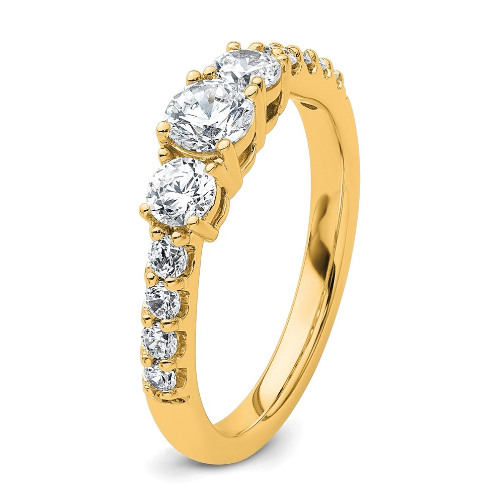 14k 1ct Cert Lab Grown Diamond VS+ F+ Round Comp 3 Stone Eng Ring