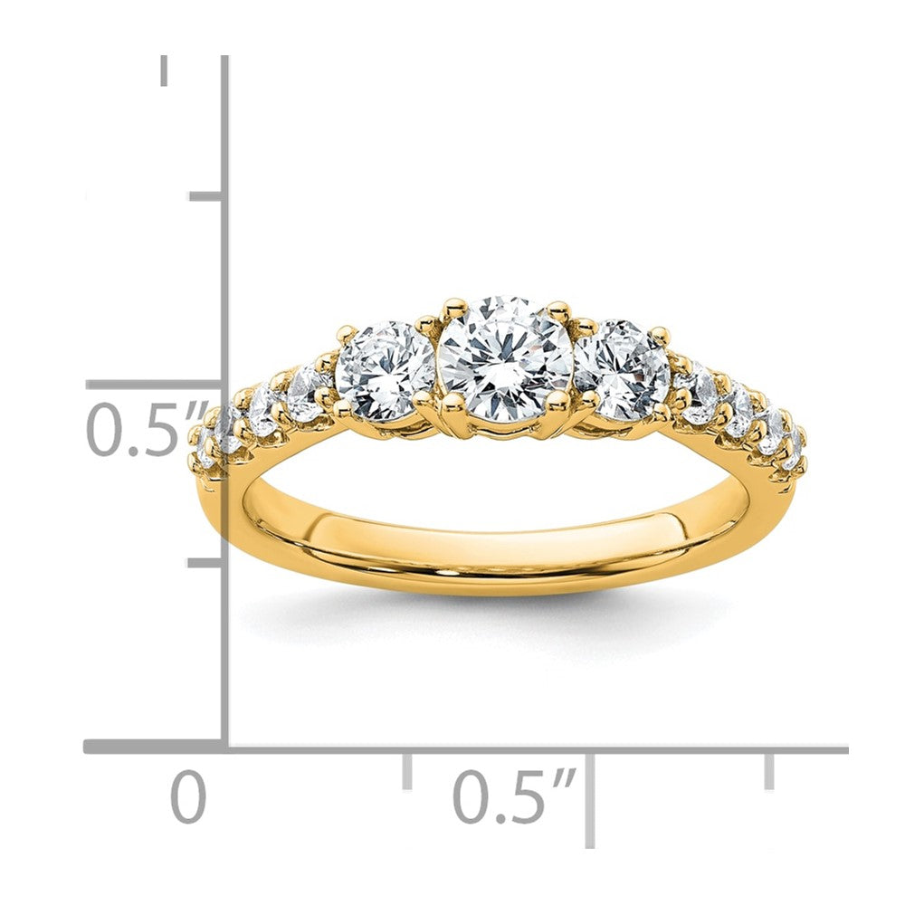 14k 1ct Cert Lab Grown Diamond VS+ F+ Round Comp 3 Stone Eng Ring