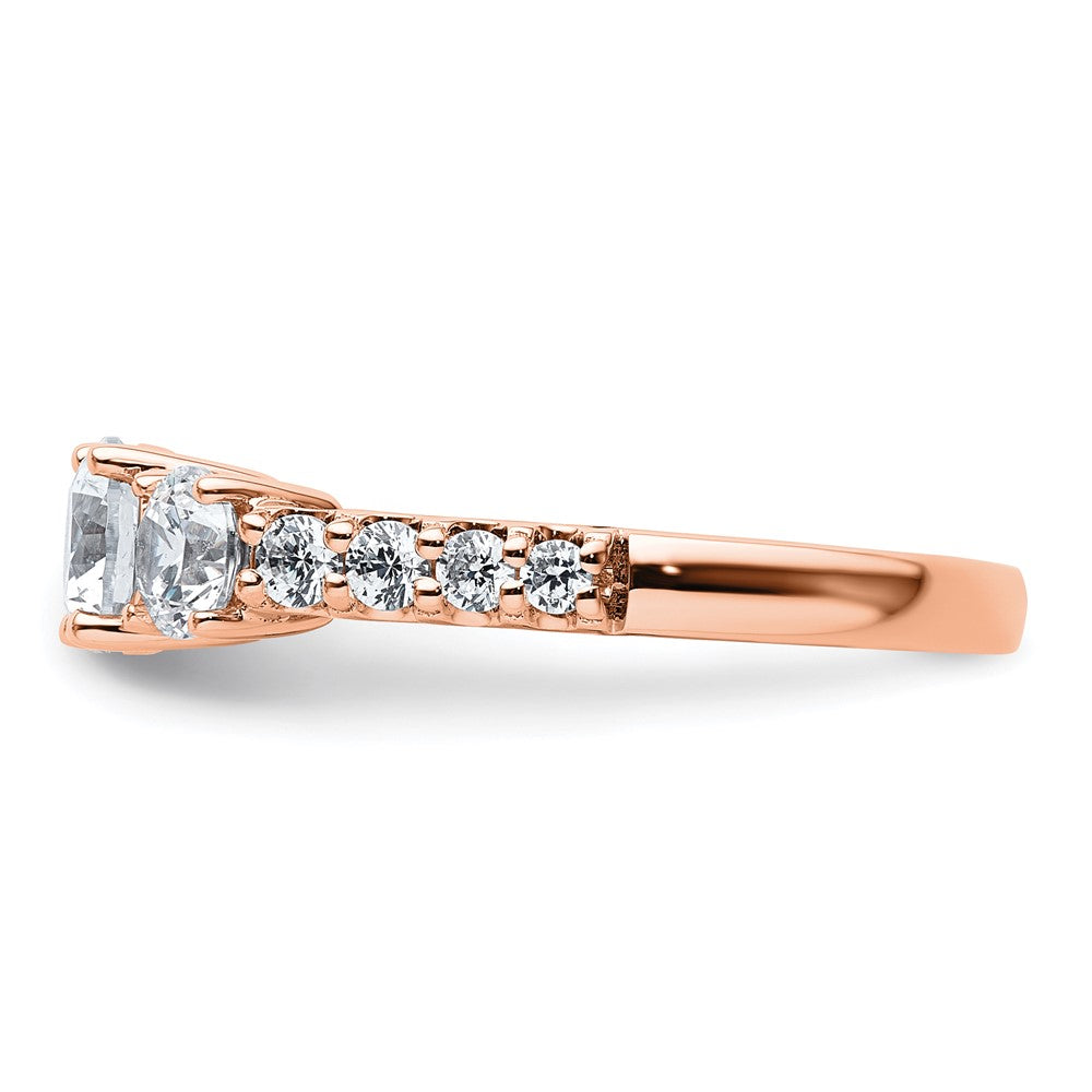14kr 1 1/2ct Lab Grown Diamond VS/SI+ G+ Round Complete 3 Stone Eng Ring