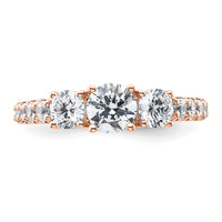 14kr 1 1/2ct Lab Grown Diamond VS/SI+ G+ Round Complete 3 Stone Eng Ring