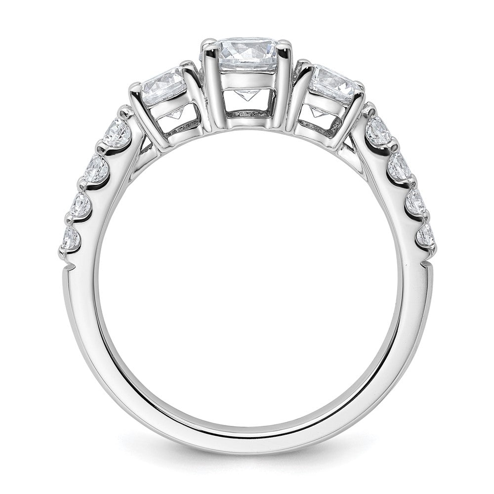 14kw 1 1/2ct Lab Grown Diamond VS+ F+ Round Comp 3 Stone Eng Ring