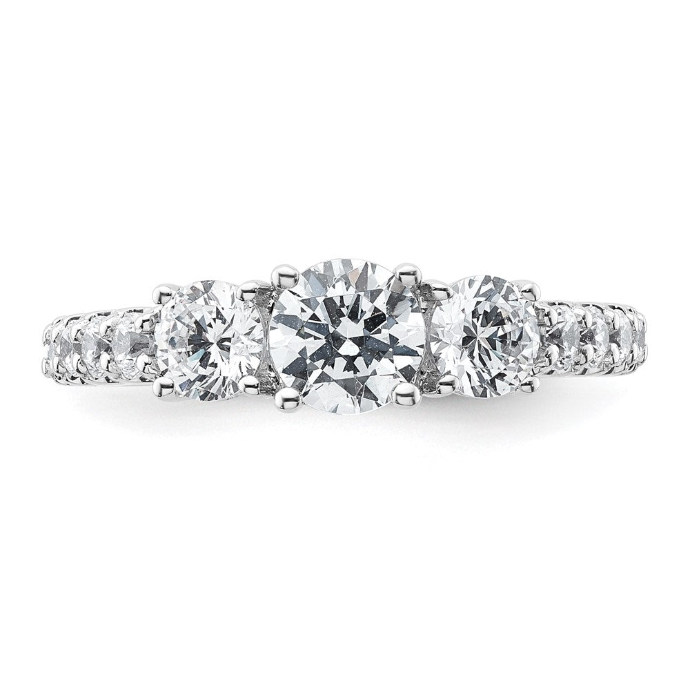 14kw 1 1/2ct Lab Grown Diamond VS+ F+ Round Comp 3 Stone Eng Ring