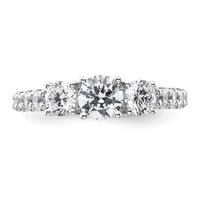14kw 1 1/2ct Lab Grown Diamond VS+ F+ Round Comp 3 Stone Eng Ring