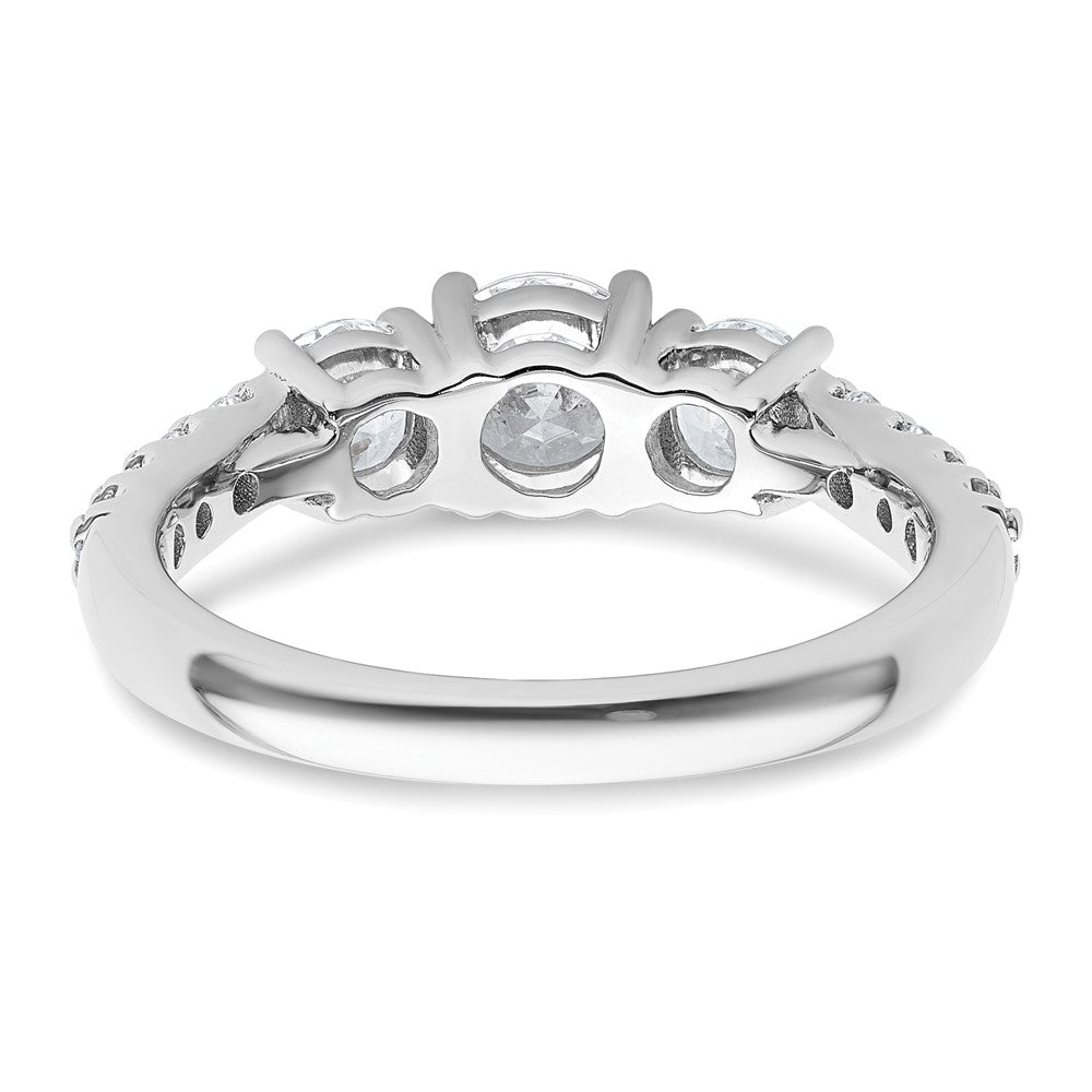 14kw 1 1/2ct Lab Grown Diamond VS+ F+ Round Comp 3 Stone Eng Ring