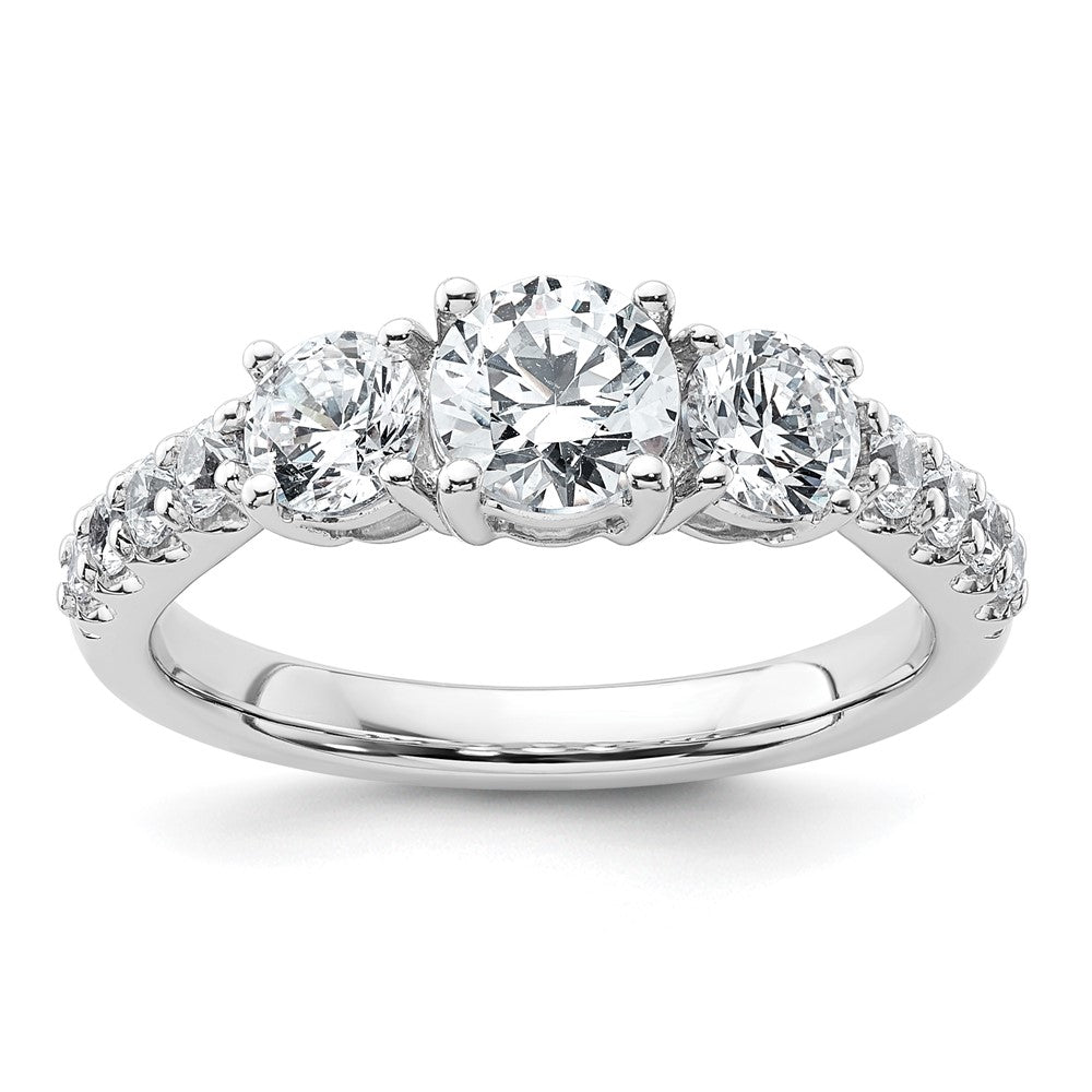 14kw 1 1/2ct Cert Lab Grown Diamond VS+ F+ Round Comp 3 Stone Eng Ring