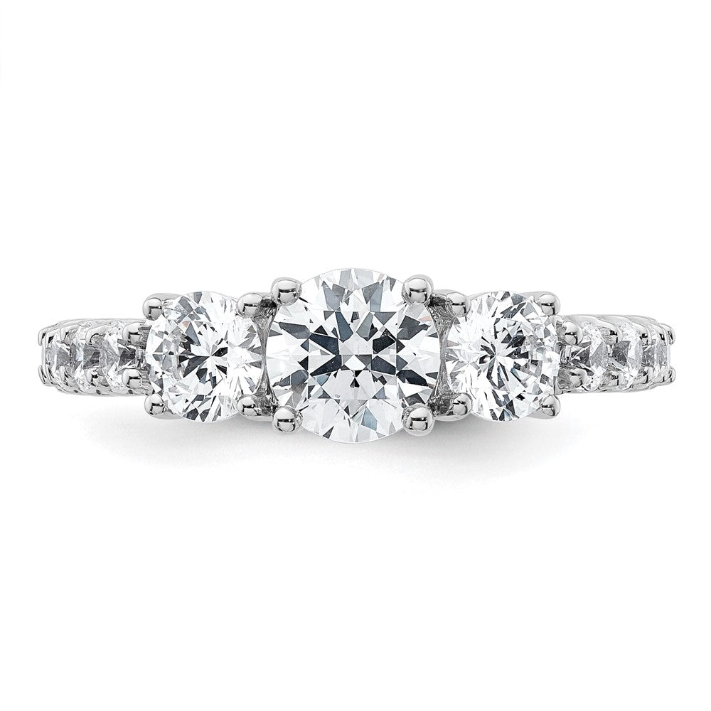14kw 2ct Lab Grown Diamond VS/SI+ G+ Round Comp 3 Stone Eng Ring