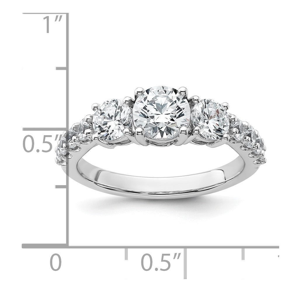 14kw 2ct Lab Grown Diamond VS/SI+ G+ Round Comp 3 Stone Eng Ring