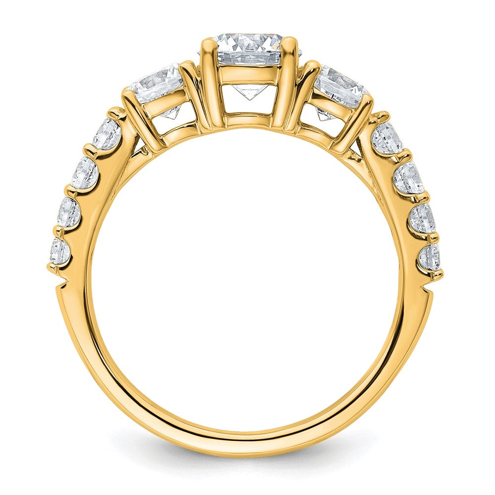 14k 2ct Lab Grown Diamond VS/SI+ G+ Round Comp 3 Stone Eng Ring