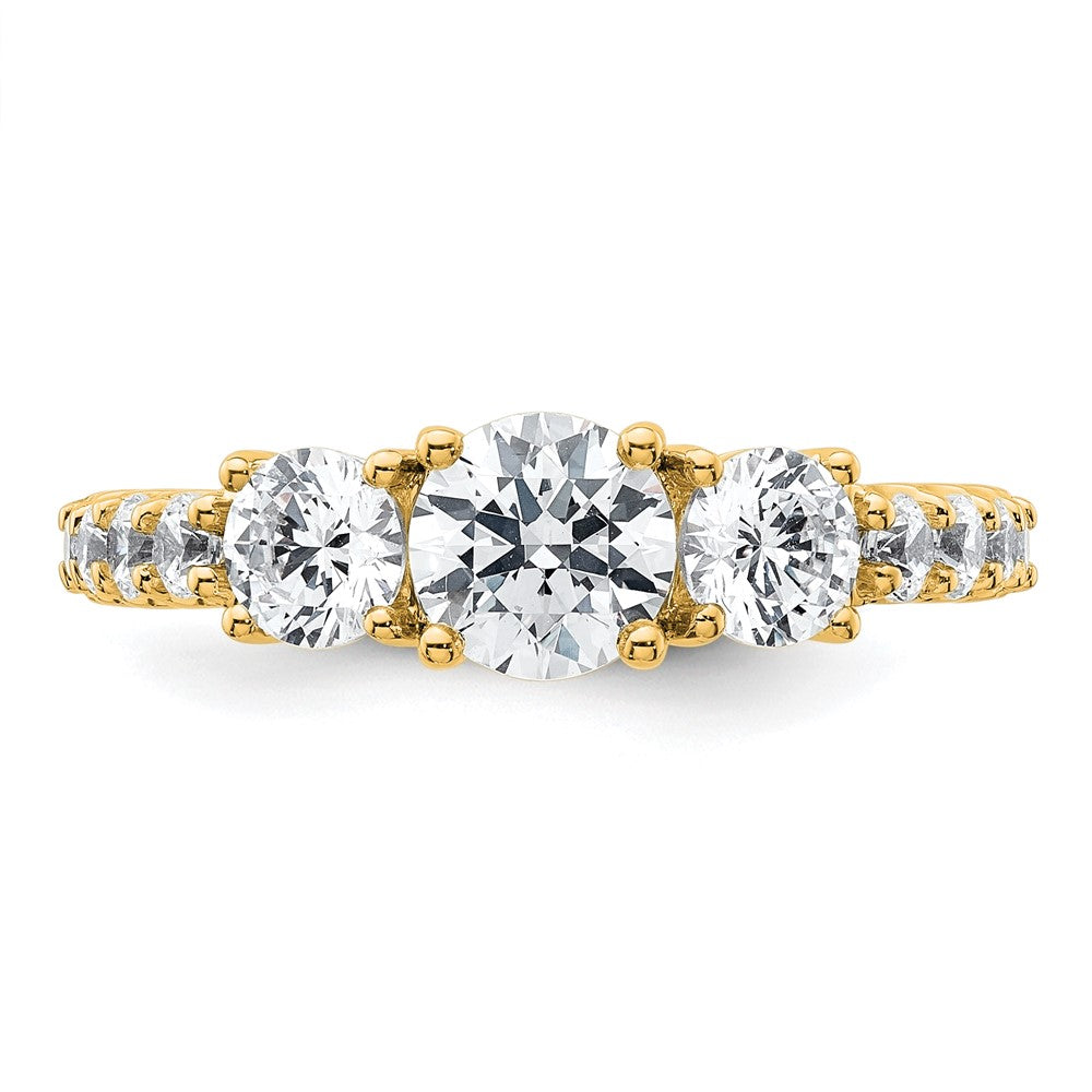 14k 2ct Lab Grown Diamond VS/SI+ G+ Round Comp 3 Stone Eng Ring