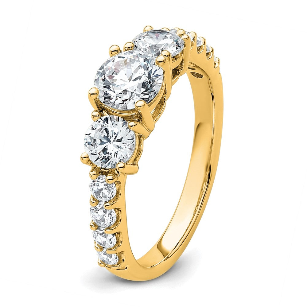 14k 2ct Lab Grown Diamond VS/SI+ G+ Round Comp 3 Stone Eng Ring