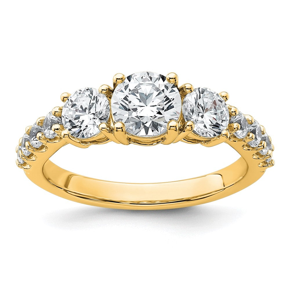14k 2ct Lab Grown Diamond VS/SI+ G+ Round Comp 3 Stone Eng Ring