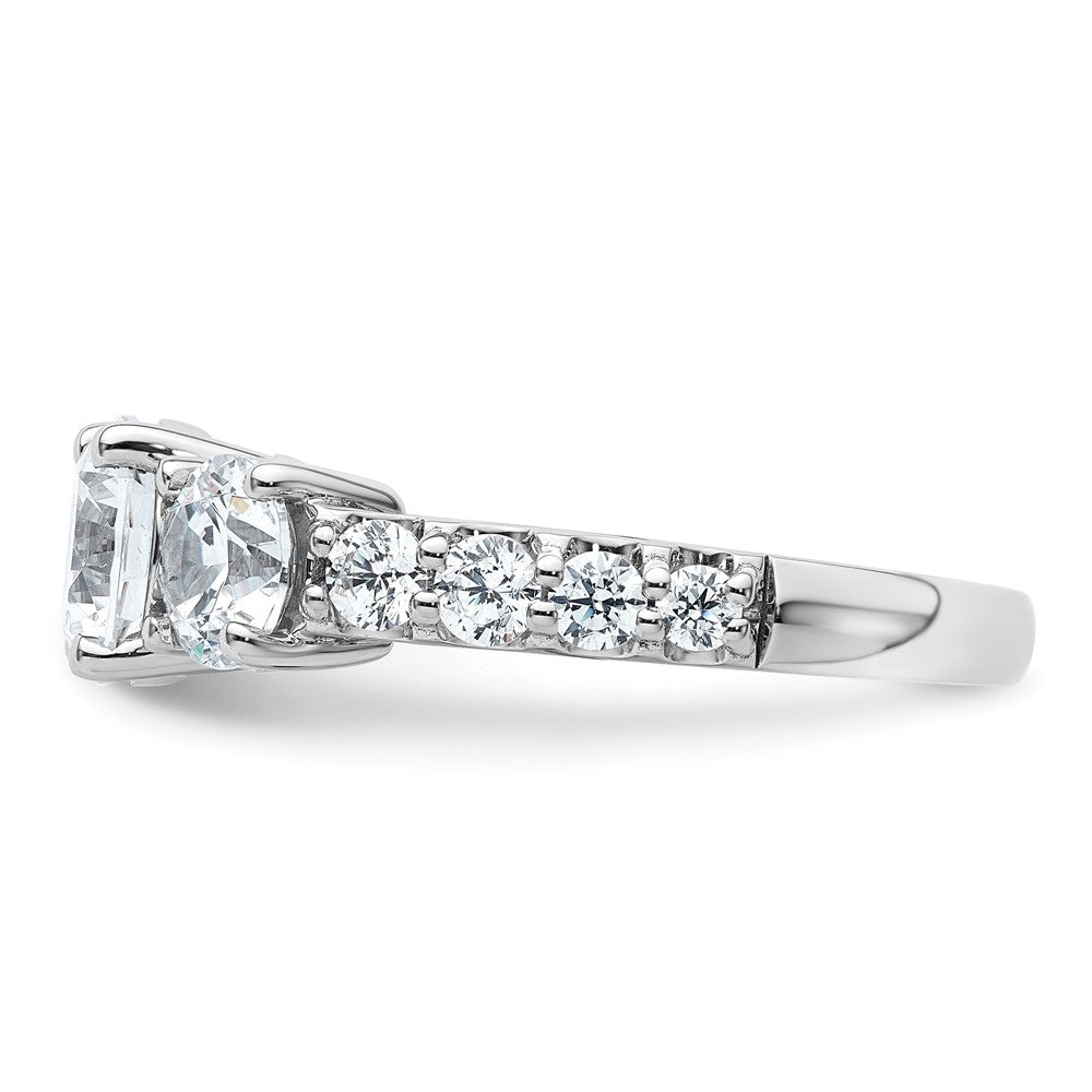 14kw 3ct Lab Grown Diamond VS+ F+ Round Comp 3 Stone Eng Ring