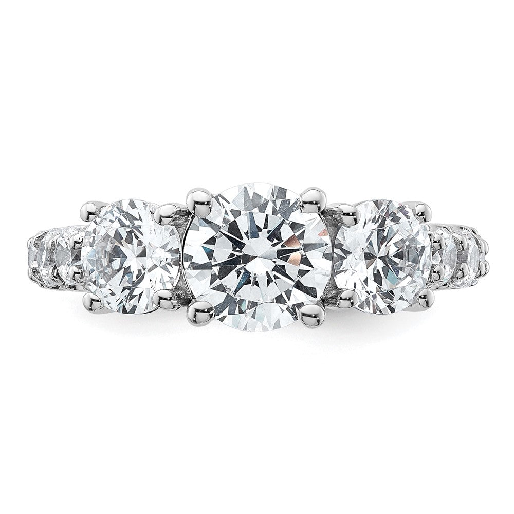 14kw 3ct Lab Grown Diamond VS+ F+ Round Comp 3 Stone Eng Ring