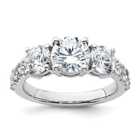 14kw 3ct Lab Grown Diamond VS+ F+ Round Comp 3 Stone Eng Ring