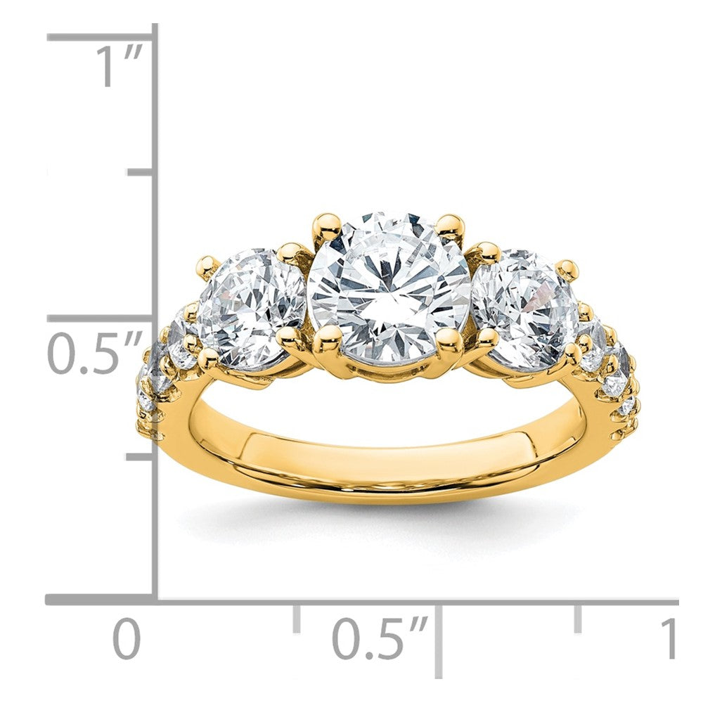 14k 3ct Lab Grown Diamond VS/SI+ G+ Round Comp 3 Stone Eng Ring