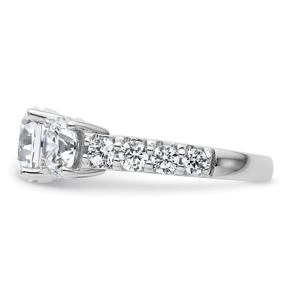 14kw 4ct Cert Lab Grown Diamond VS/SI+ G+ Round Comp 3 Stone Eng Ring