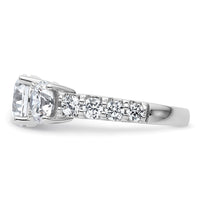 14kw 4ct Cert Lab Grown Diamond VS/SI+ G+ Round Comp 3 Stone Eng Ring