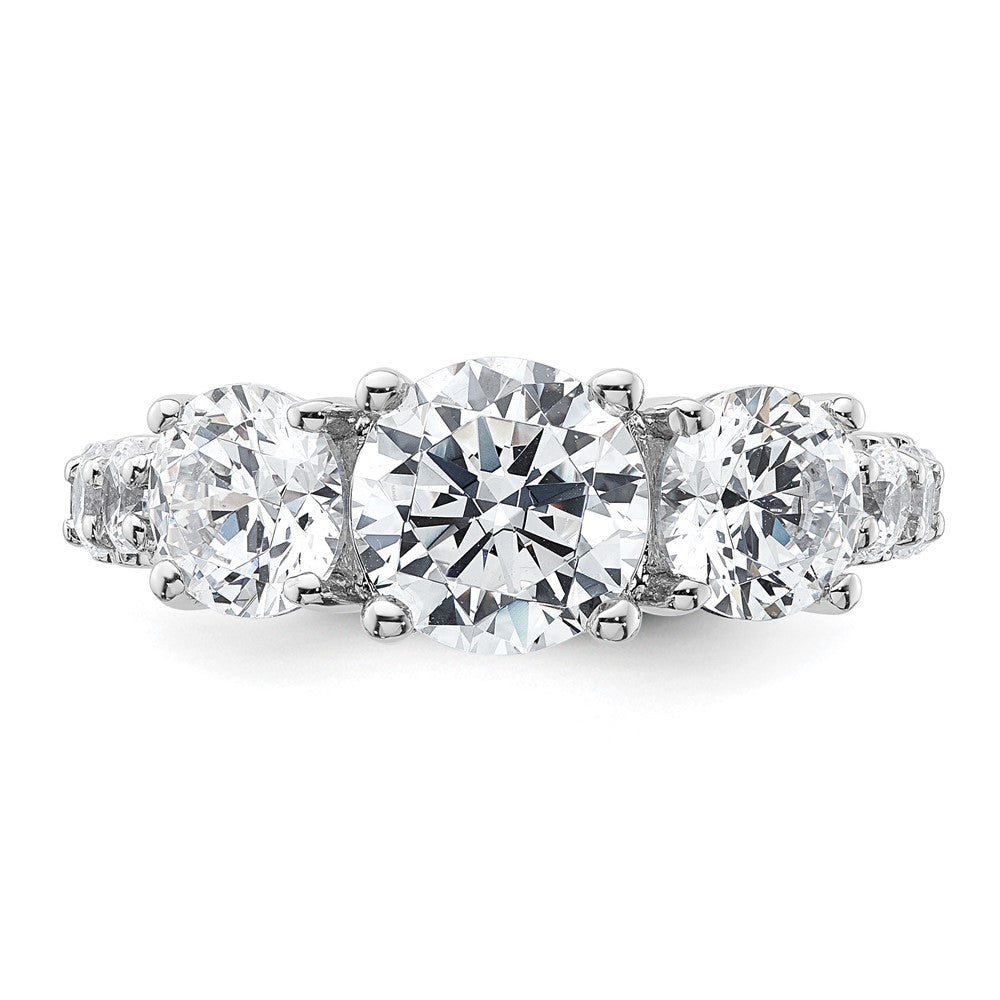 14kw 4ct Cert Lab Grown Diamond VS/SI+ G+ Round Comp 3 Stone Eng Ring