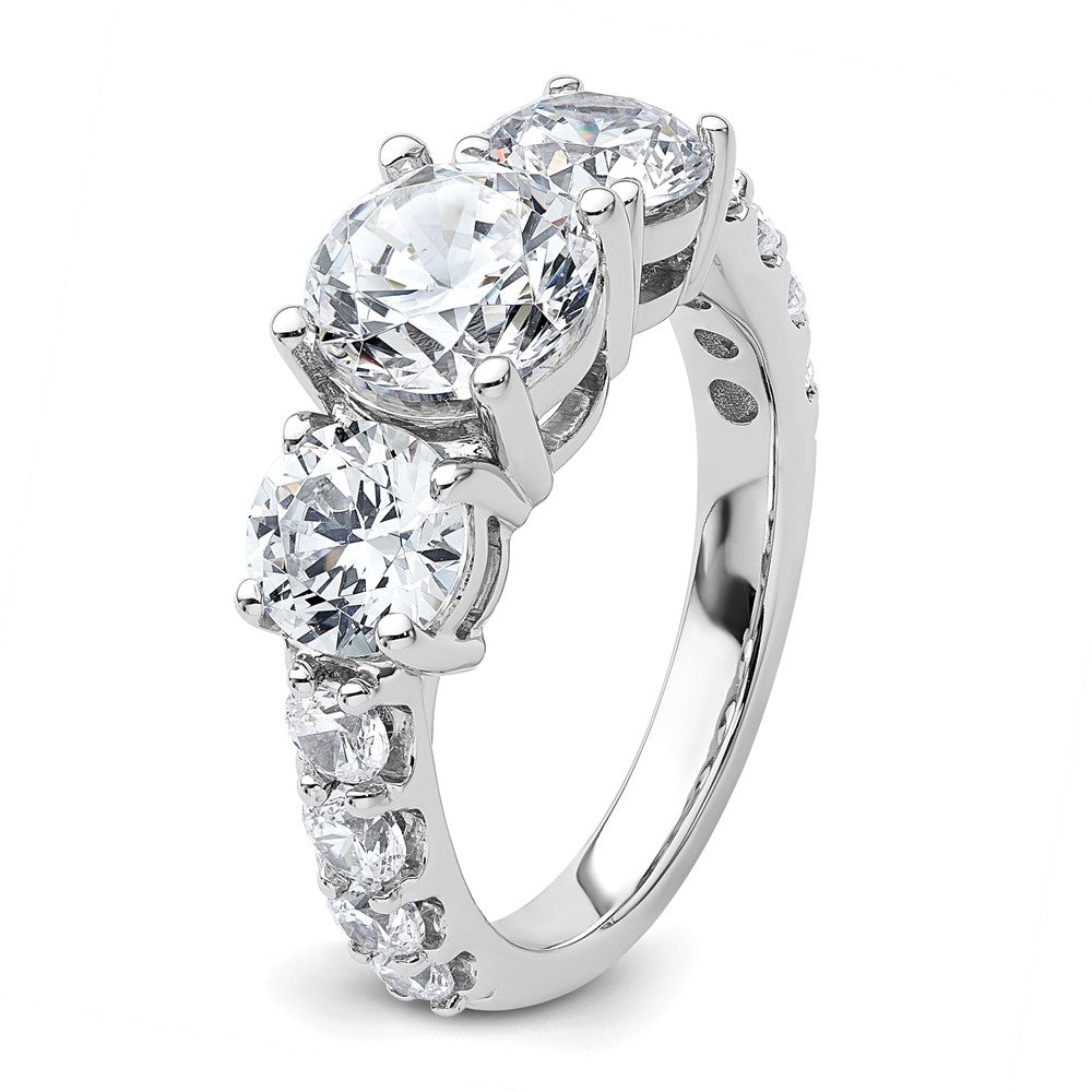14kw 4ct Cert Lab Grown Diamond VS/SI+ G+ Round Comp 3 Stone Eng Ring
