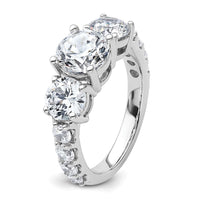 14kw 4ct Cert Lab Grown Diamond VS/SI+ G+ Round Comp 3 Stone Eng Ring