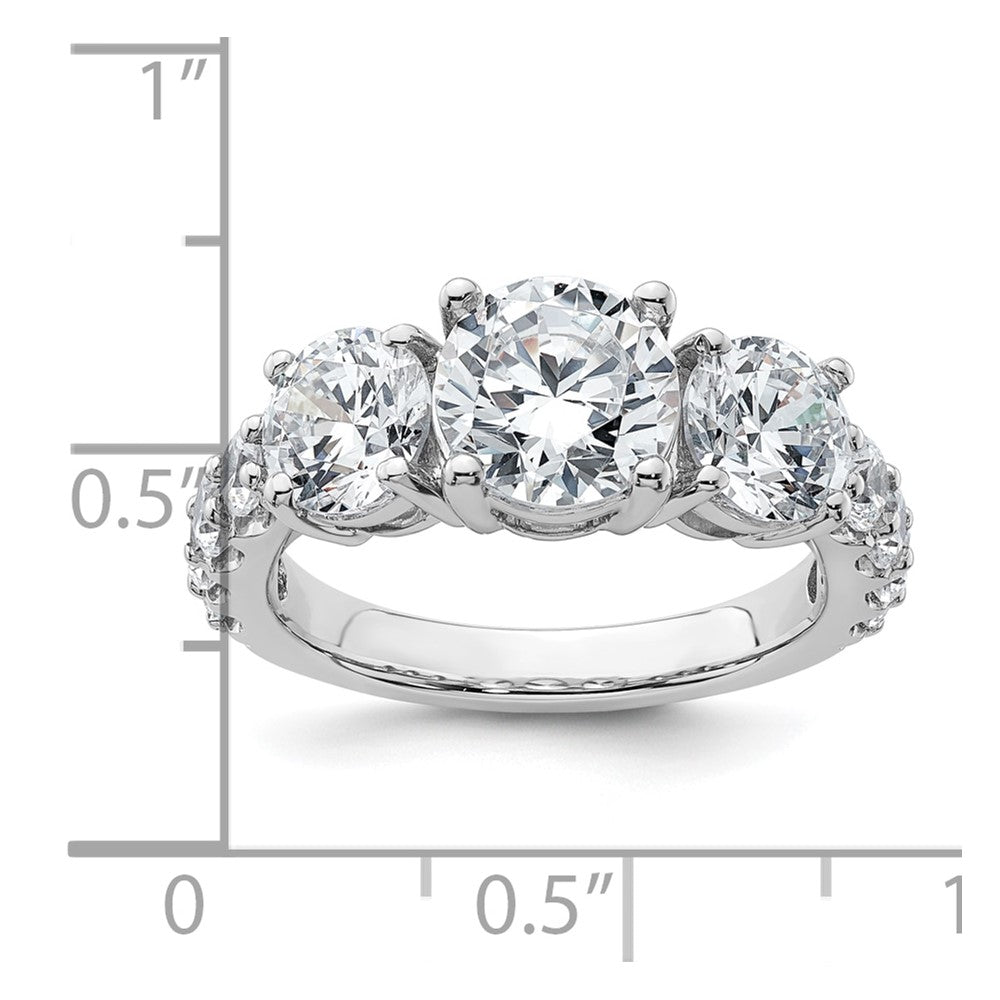 14kw 4ct Cert Lab Grown Diamond VS/SI+ G+ Round Comp 3 Stone Eng Ring