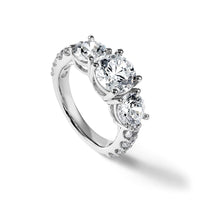 14kw 4ct Cert Lab Grown Diamond VS/SI+ G+ Round Comp 3 Stone Eng Ring