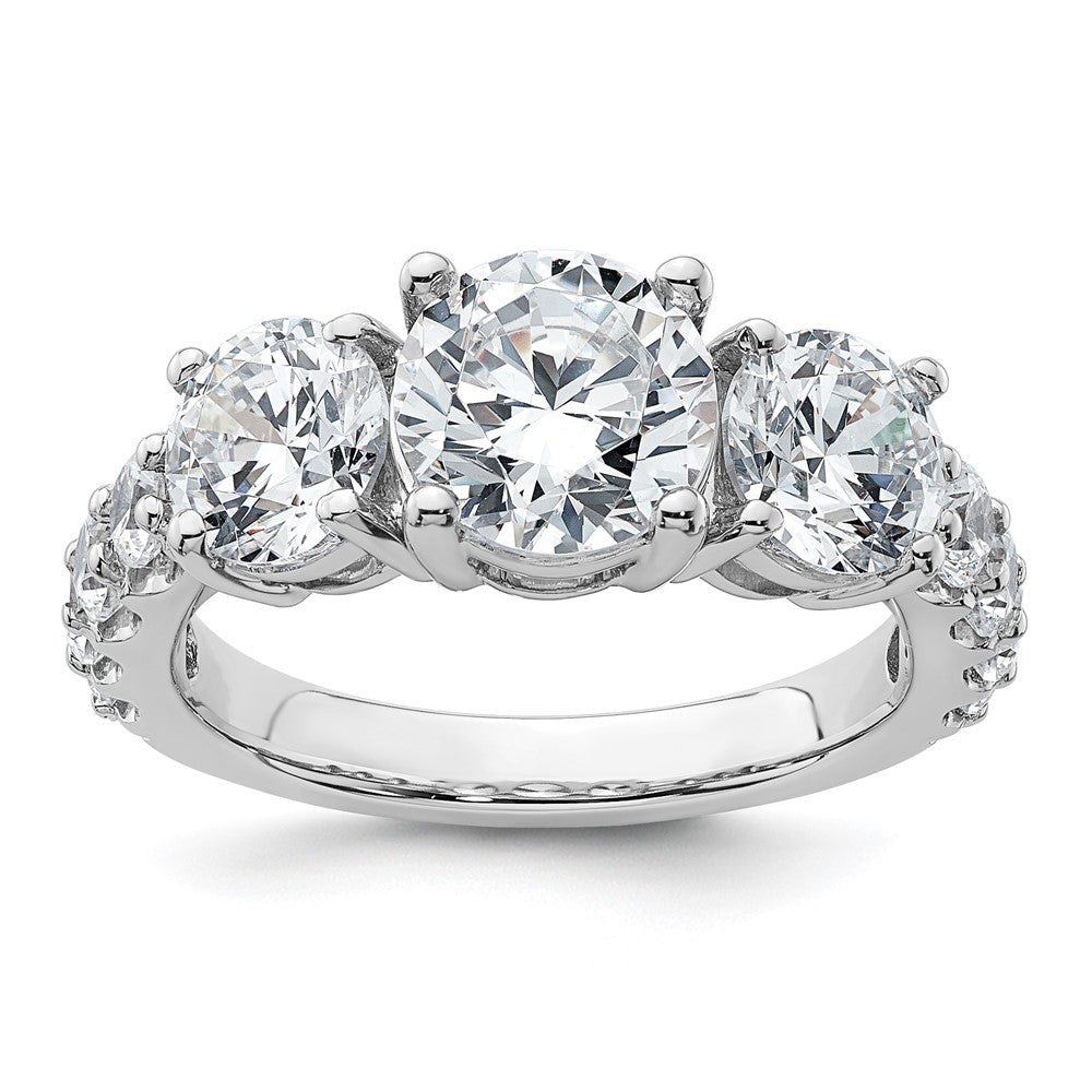 14kw 4ct Lab Grown Diamond VS/SI+ G+ Round Comp 3 Stone Eng Ring