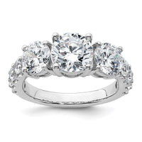 14kw 4ct Cert Lab Grown Diamond VS/SI+ G+ Round Comp 3 Stone Eng Ring