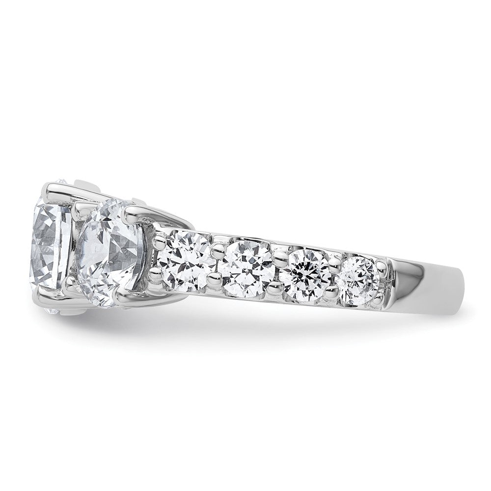 14kw 5ct Lab Grown Diamond VS/SI+ G+ Round Comp 3 Stone Eng Ring