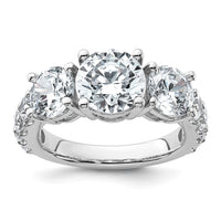 14kw 5ct Lab Grown Diamond VS/SI+ G+ Round Comp 3 Stone Eng Ring