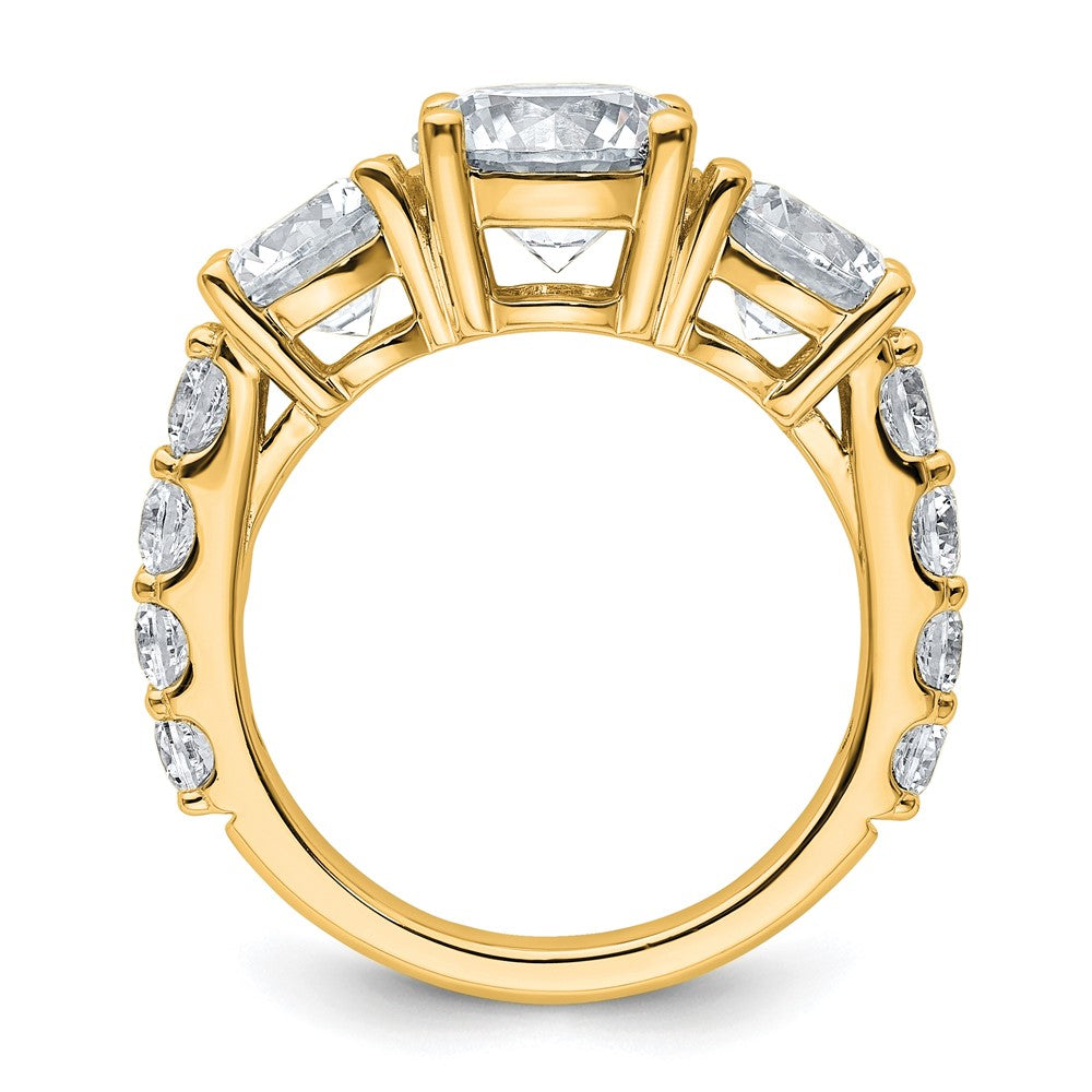 14k 5ct Cert Lab Grown Diamond VS/SI+ G+ Round Comp 3 Stone Eng Ring