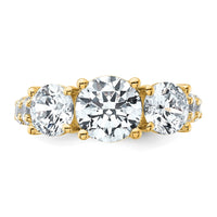 14k 5ct Cert Lab Grown Diamond VS+ F+ Round Comp 3 Stone Eng Ring