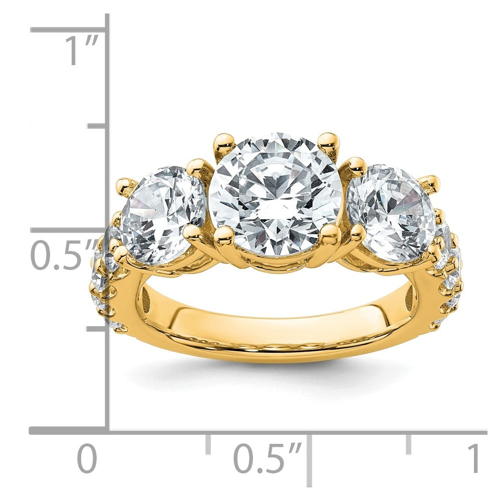 14k 5ct Cert Lab Grown Diamond VS/SI+ G+ Round Comp 3 Stone Eng Ring