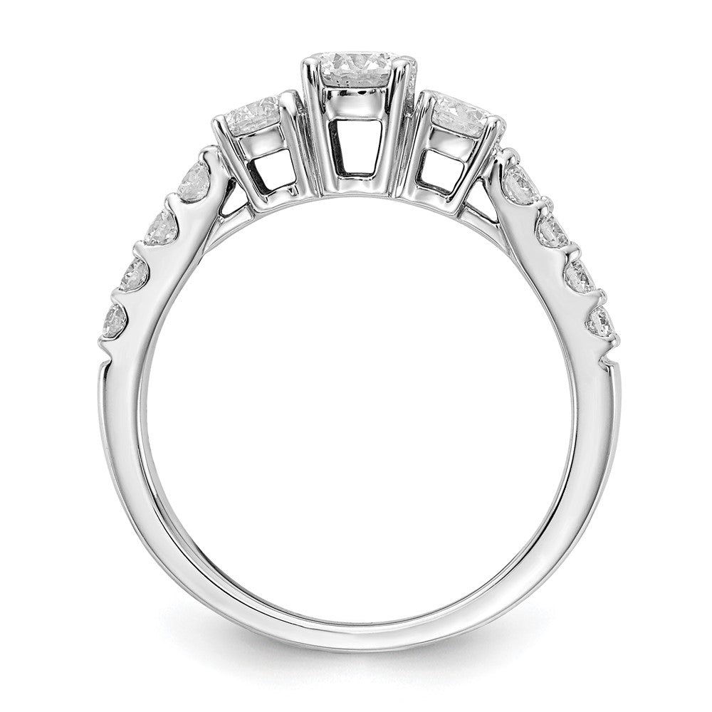 14kw 7/8ct Lab Grown Dia VS/SI+ G+ 5/8ct Round Semi Size 7 3 Stone Eng Ring