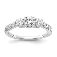 14kw 1 1/2ct Lab Grown Diamond VS/SI+ G+ Round Complete 3 Stone Eng Ring