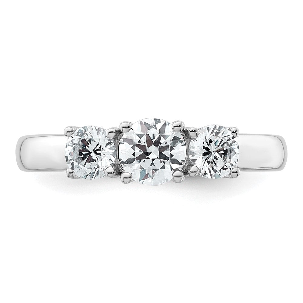 14k White Gold 1 ct Lab Grown Dia VS+ F+ 3 Stone Complete Engagement Ring