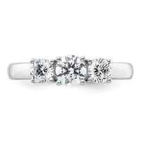 14k White Gold 1 ct Lab Grown Dia VS+ F+ 3 Stone Complete Engagement Ring
