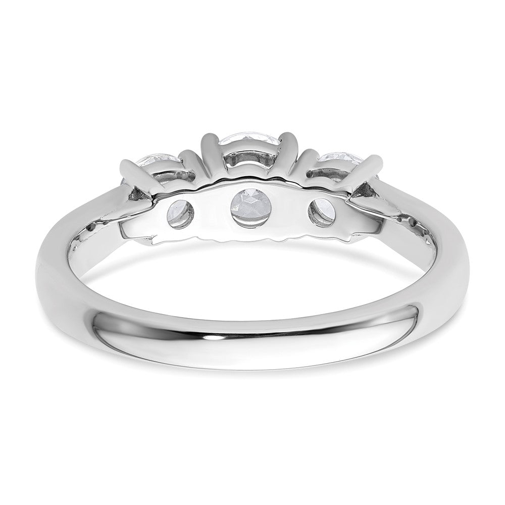 14k White Gold 1 ct Lab Grown Dia VS+ F+ 3 Stone Complete Engagement Ring