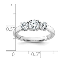 14k White Gold 1 ct Lab Grown Dia VS+ F+ 3 Stone Complete Engagement Ring