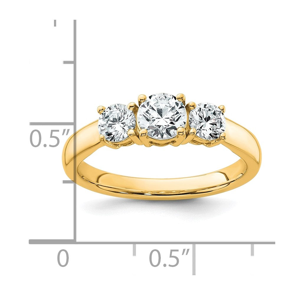 14k 1 ct Lab Grown Diamond VS+ F+ 3 Stone Complete Engagement Ring
