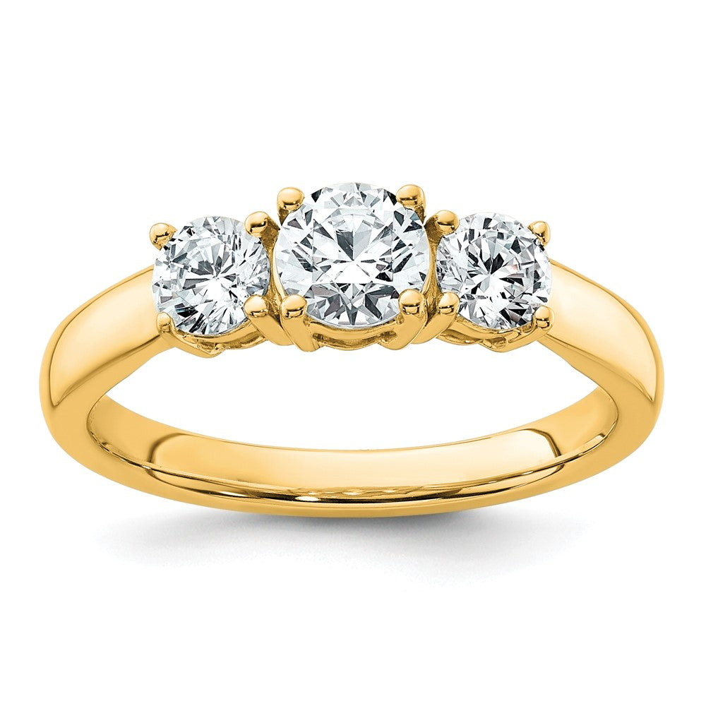 14k 1 ct Lab Grown Diamond VS+ F+ 3 Stone Complete Engagement Ring