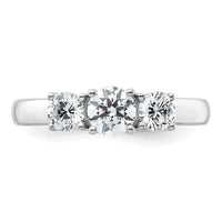 14k White Gold 1 ct Cert Lab Grown Diamond VS+ F+ 3 Stone Comp Eng Ring